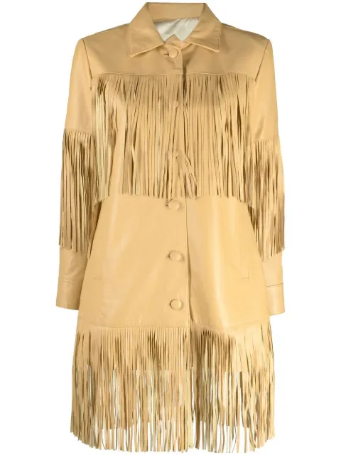 DANCASSAB Reina fringed leather jacket Yellow DCAT22MREIAMNFL