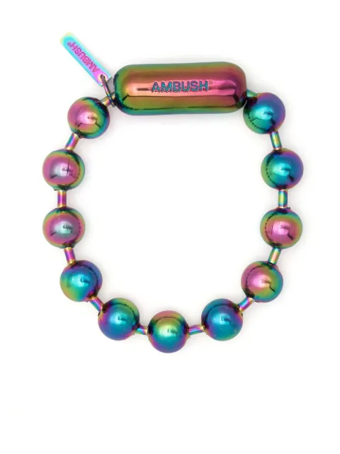 AMBUSH iridescent-effect ball chain bracelet Pink BMOA071S23BRA0018400