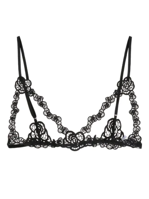 Fleur Du Mal Fleur guipure ouvert bralette Black BR03690100