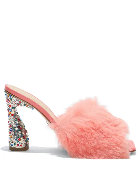 Paul Andrew 95mm Arc Fluffy embellished-heel sandals Pink PA0001F