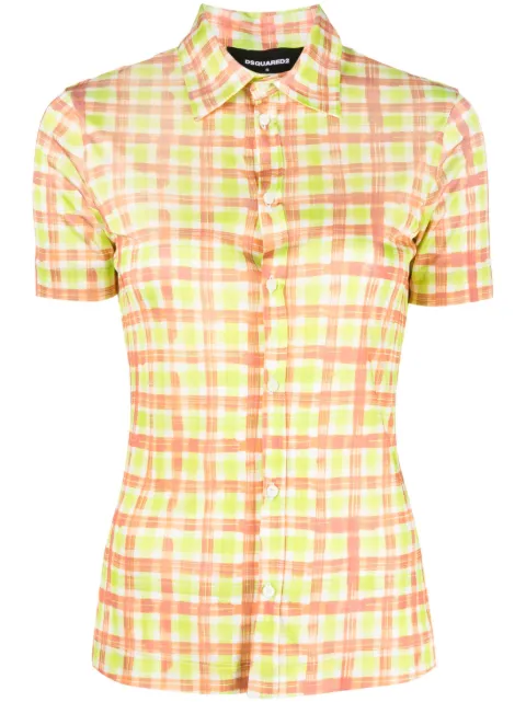 DSQUARED2 check-print short-sleeve shirt Green S72DL0716S24523