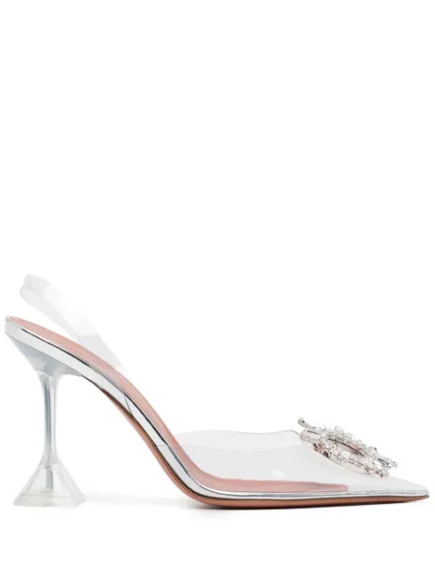Amina Muaddi Begum 95mm transparent pumps White BEGUMGLASSSLING
