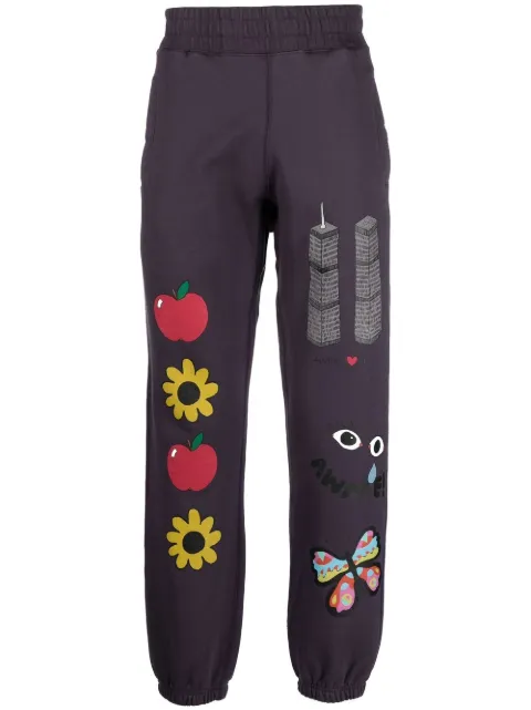 Awake NY graphic-print elasticated track-pants Purple AWKFW22PA004