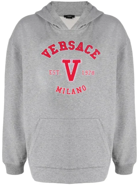 Versace appliqué logo hoodie Grey 10080651A05751