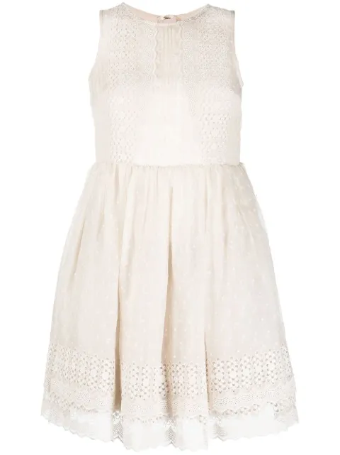 Valentino Garavani Pre-Owned 2010s lace-panelled sleeveless dress Neutrals HOLAVAL138A