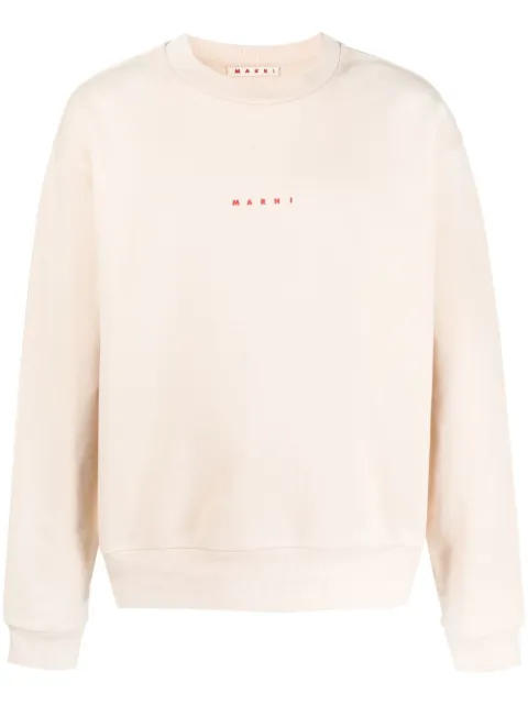 Marni logo-print crew-neck sweatshirt Neutrals FUMU0074P9USCU87