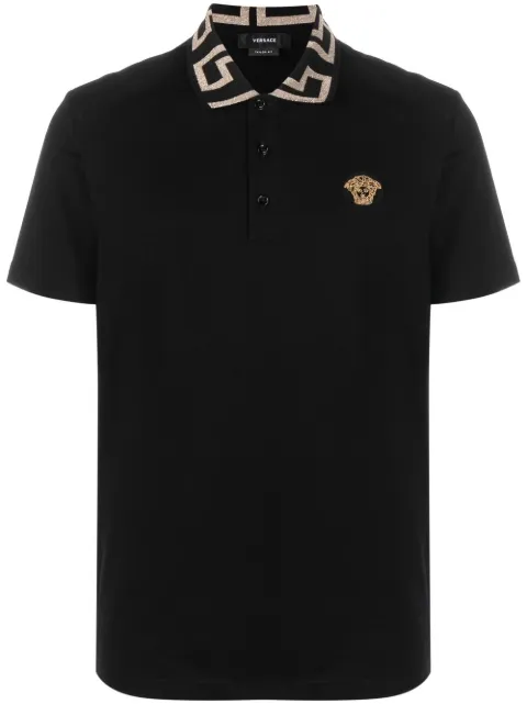 Versace embroidered cotton piqué polo Black A874021A06199