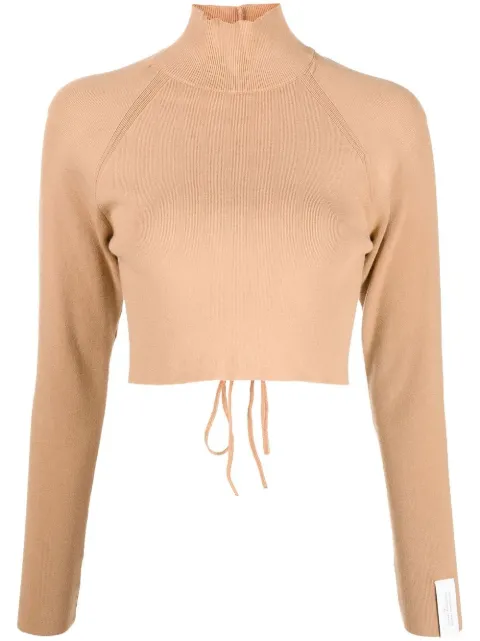 Rokh open-back cropped knitted jumper Brown R3CA66VM