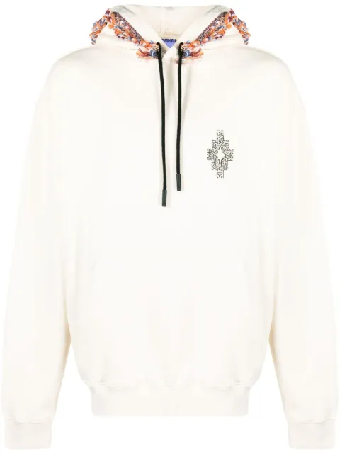 COUNTY OF MILAN fringe-detailing jersey-knit hoodie Neutrals CMBB106S23FLE0020420