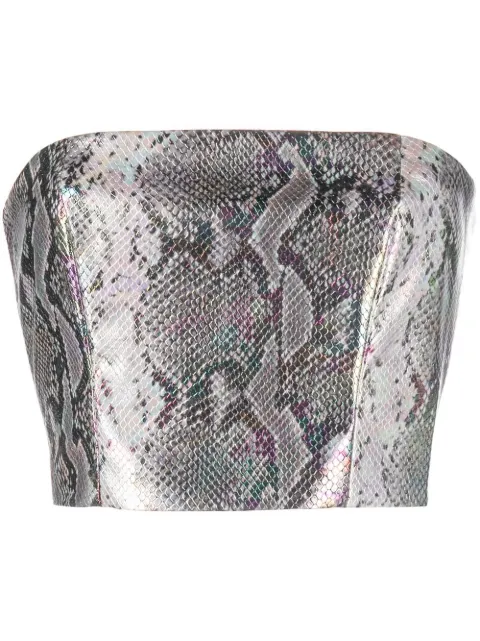 ROTATE BIRGER CHRISTENSEN metallic snakeskin bandeau top Silver RT2435