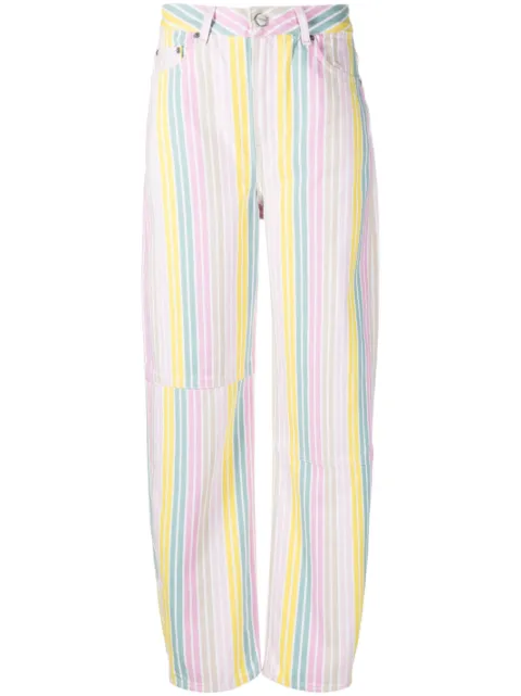 GANNI Stary striped tapered jeans Pink J1236