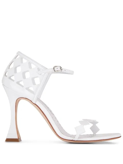 Manolo Blahnik cut out leather sandals White 42214431012