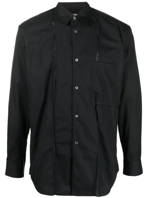 Comme Des Garçons Shirt mesh-panelled long-sleeve shirt Black FJB024