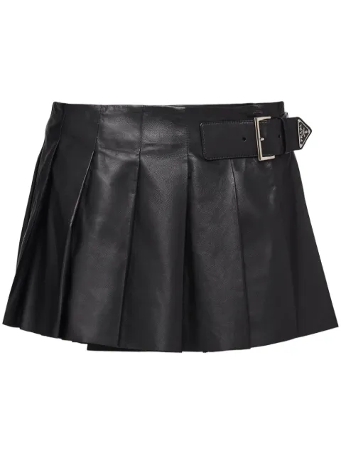 Prada pleated leather miniskirt Black 51824S2226N3