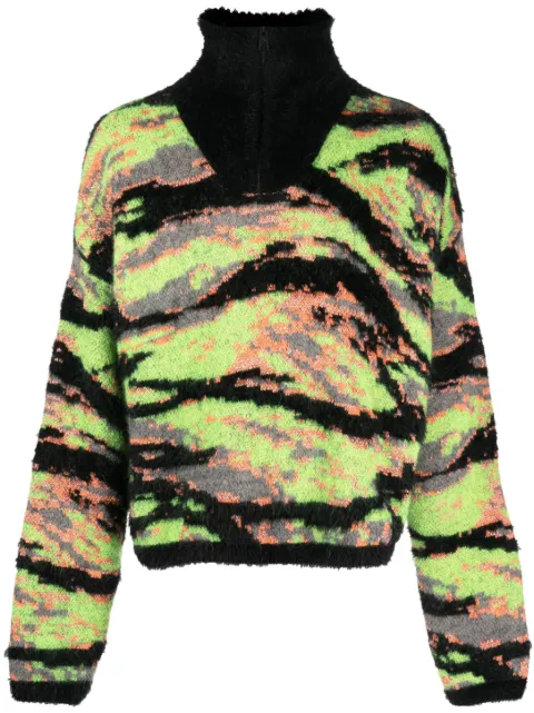 ERL tiger-print knit jumper Green ERL06N007
