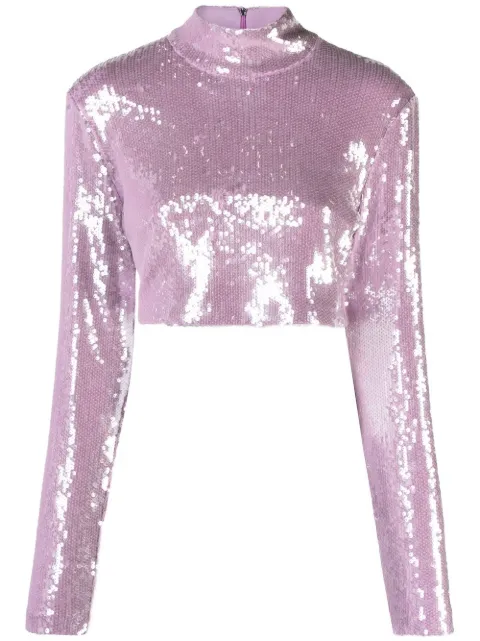 ROTATE BIRGER CHRISTENSEN sequin-embellished crop top Purple RT2380