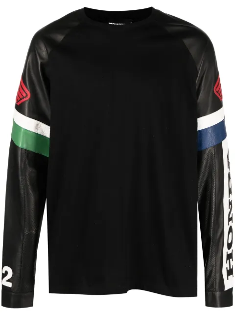 DSQUARED2 contrast-sleeve cotton sweatshirt Black S71GD1237S23009