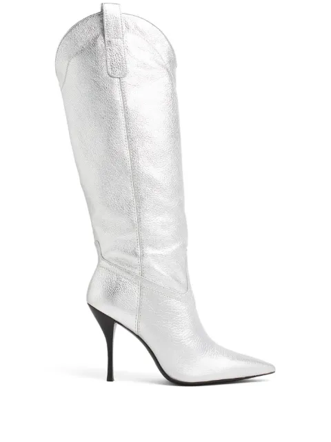 Stuart Weitzman metallic high cowboy boots Silver SE287