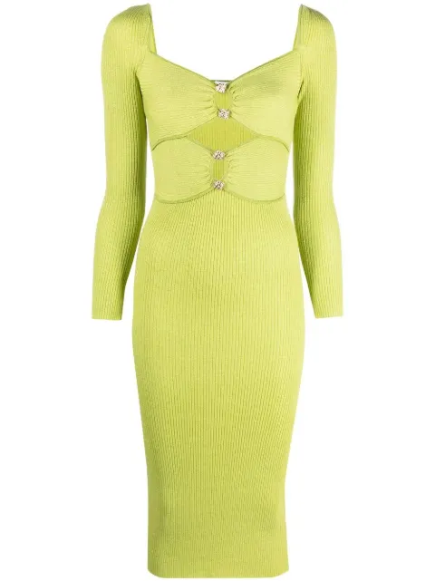 Self-Portrait long-sleeve knitted dress Green RS23089MG