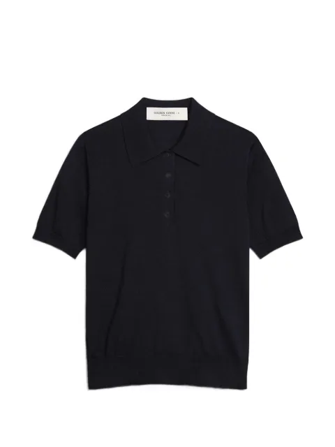 Golden Goose logo-patch polo shirt Blue GWP01424P001041