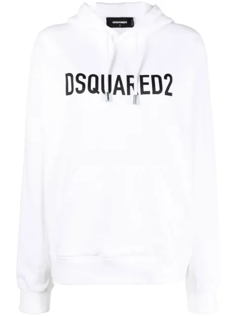 DSQUARED2 logo-print cotton hoodie White S75GU0429S25538