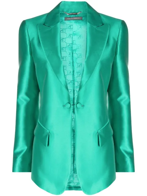 Alberta Ferretti satin-trim single-breasted blazer Green 05131620V0382