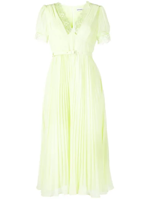 Self-Portrait floral-lace detail midi dress Green RS23075MG