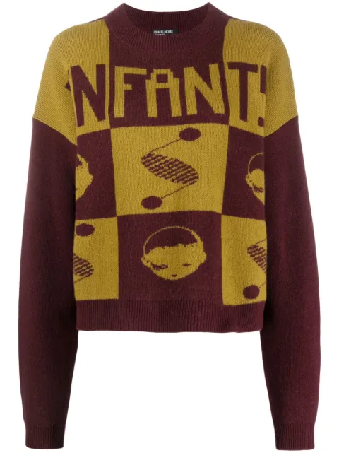 Enfants Riches Déprimés intarsia knit-logo jumper Red 080171
