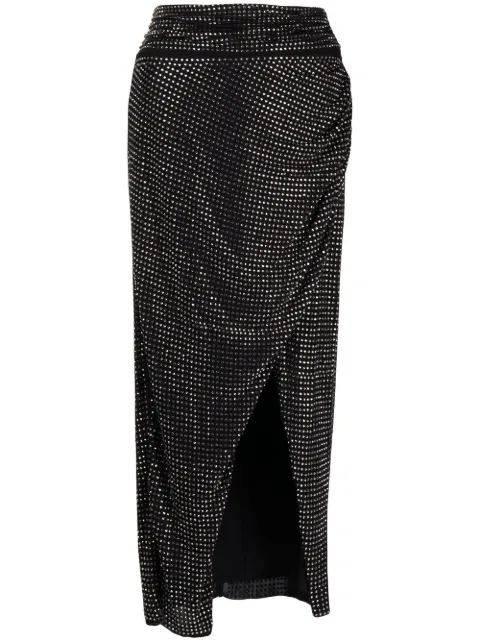 Self-Portrait gem-embellished draped skirt Black RS23057MSKB