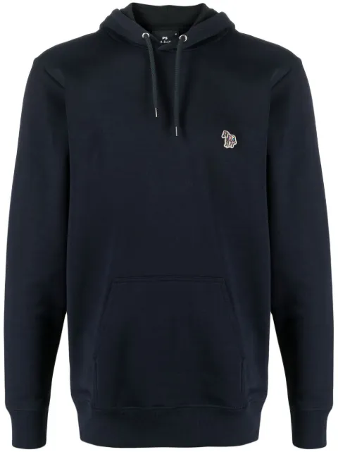PS Paul Smith logo-patch long-sleeve hoodie Blue M2R284SKZEBRA