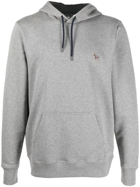 PS Paul Smith logo-patch long-sleeve hoodie Grey M2R284SKZEBRA