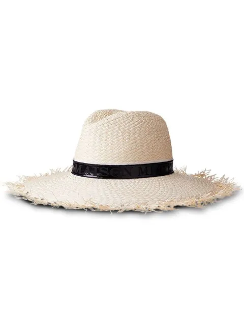 Maison Michel Zango logo-detail straw fedora hat Neutrals 1114028001
