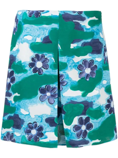 Marni floral-print mini skirt Blue GOMA0511A1UTV945