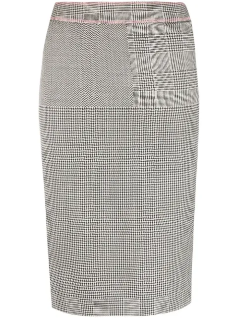 Christian Dior Pre-Owned 1990s houndstooth-pattern pencil skirt Grey HOLADIO259A