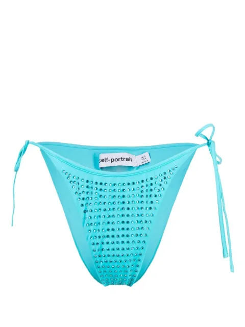 Self-Portrait crystal-embellished bikini bottoms Blue RS23506