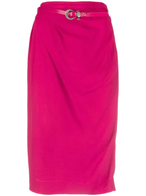 Christian Dior Pre-Owned 2010 belted draped skirt Pink HOLADIO269A