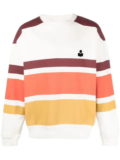 MARANT Meyoan logo-print striped sweatshirt Neutrals SW0037HAA1M43H