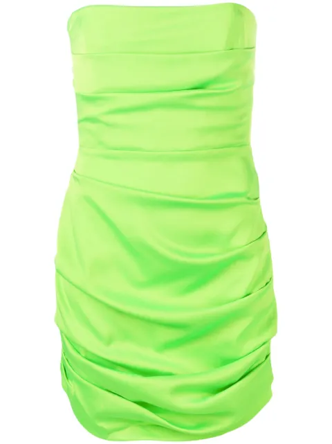 Alex Perry Colten pleated strapless minidress Green D972