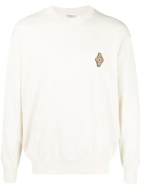 COUNTY OF MILAN Sunset Cross crew neck jumper White CMHE034S23KNI0010425
