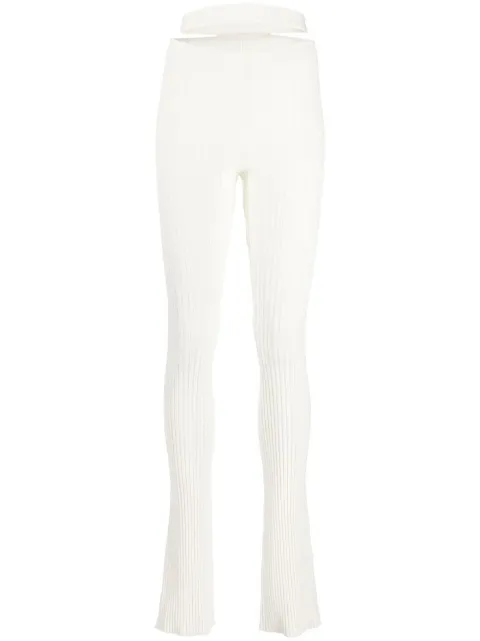 ANDREĀDAMO cut-out waist ribbed trousers White ADFW22PA0677