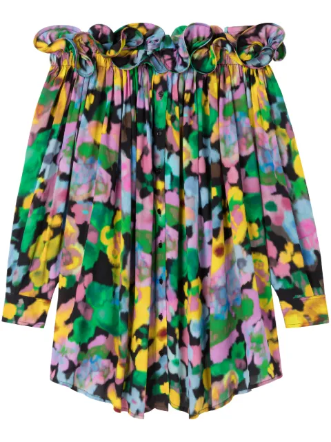 AZ FACTORY x Lutz Huelle Theodora floral-print off-shoulder dress Blue 22DRS158CR3