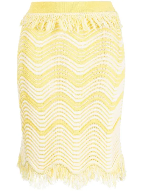 Genny fringe-detail knitted skirt Yellow 74AJF881CMMFC
