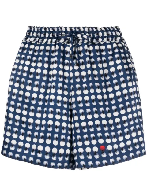 Kiton spot-print elastic shorts Blue D55106K0995B01001