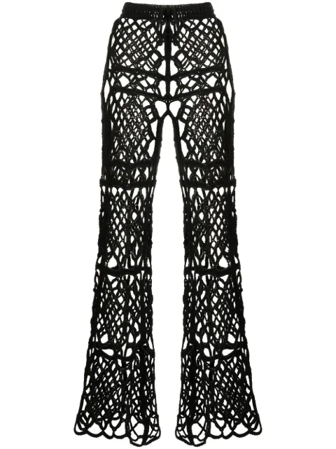 Anna Sui layered macramé trousers Black 1123O40