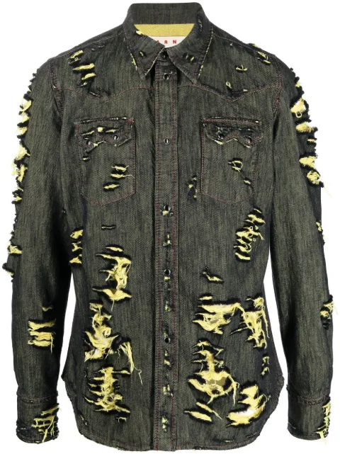 Marni distressed denim shirt Black CUJU0016Y0USCU36