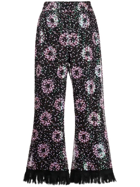 Anna Sui cropped sequin-embellished trousers Black 1123I41