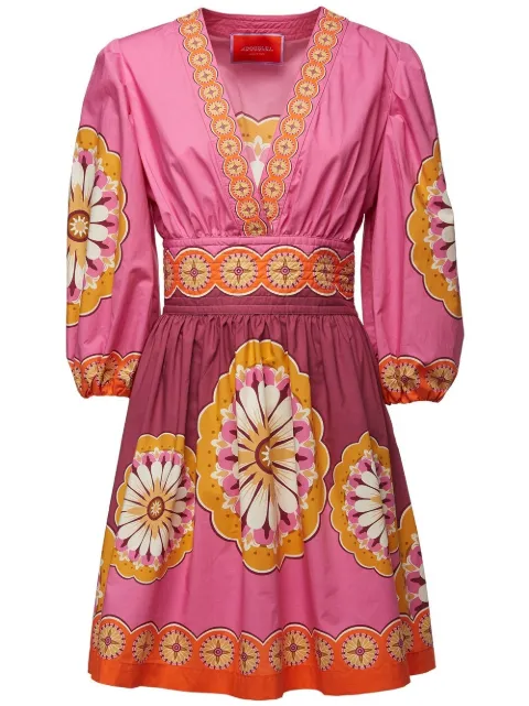 La DoubleJ Margherita V-neck flared dress Pink DRE0493COT015NAP02
