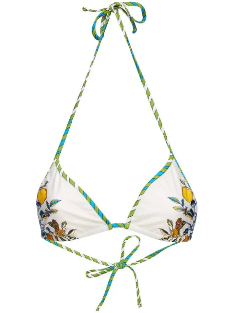 La DoubleJ floral-print halterneck bikini top White SWI0032LYC003BRN03