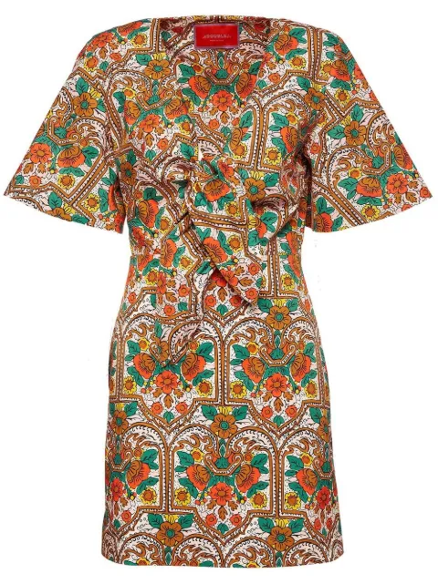 La DoubleJ Peek-A-Boo floral-print short dress Neutrals DRE0484COT006CRT02