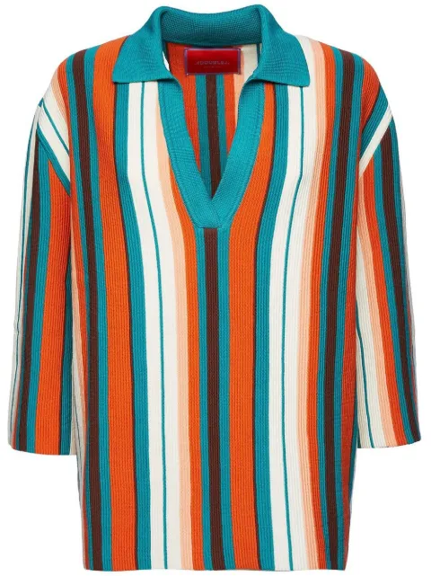 La DoubleJ Bay Polo stripe-pattern jumper Red PUL0119KNI076VA154